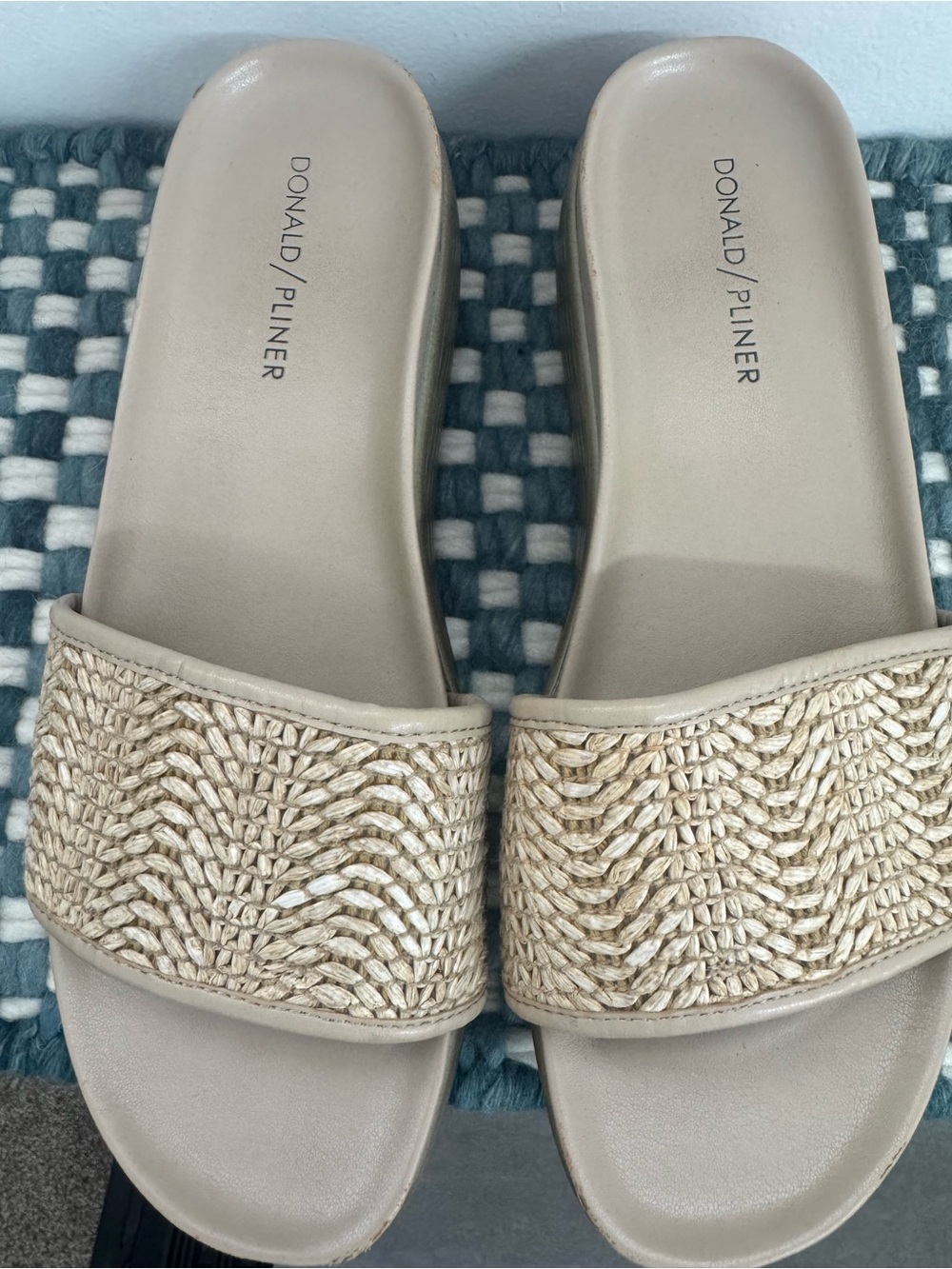 Donald J. Pliner Natural Beige Woven Slide Mules